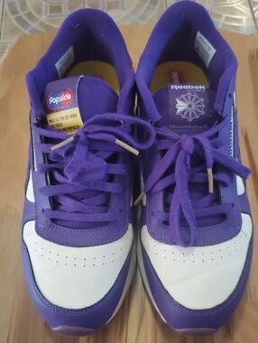 Reebok Purple and White Low-Top Sneakers